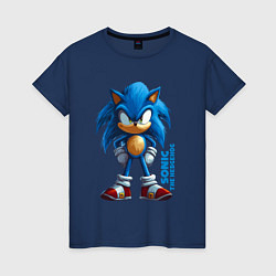 Футболка хлопковая женская Sonic - poster style, цвет: тёмно-синий