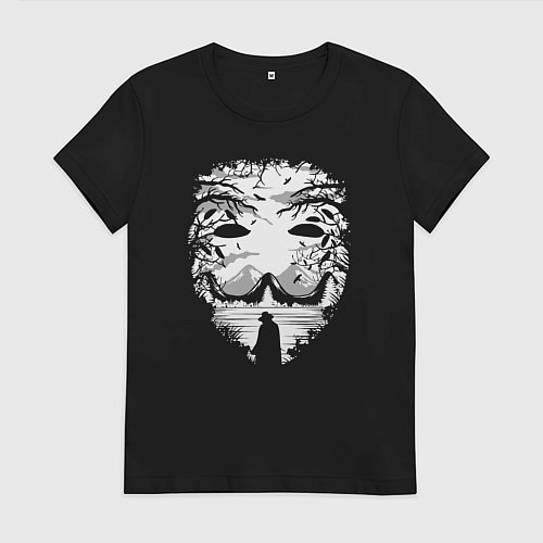 Женская футболка Анонимус иллюзия горная / Черный – фото 1