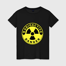 Футболка хлопковая женская Danger radiation sign, цвет: черный