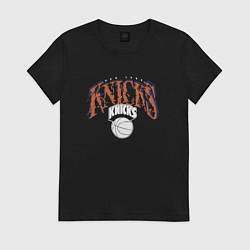 Футболка хлопковая женская New York knicks suga glitch NBA, цвет: черный