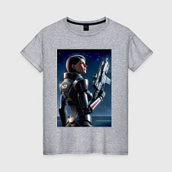 Футболка хлопковая женская Mass effect - character ai art, цвет: меланж