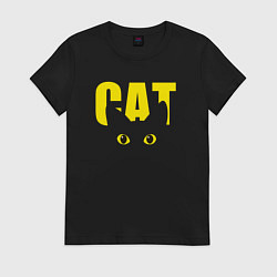 Футболка хлопковая женская Cat облик, цвет: черный