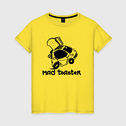 Футболка хлопковая женская Бешеный тостер автомобиль Smart, цвет: желтый