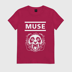 Футболка хлопковая женская Muse rock panda, цвет: маджента