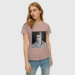 Футболка хлопковая женская Портрет Владимир Высоцкий, цвет: пыльно-розовый — фото 2