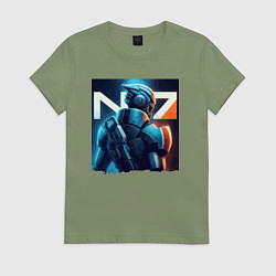 Футболка хлопковая женская Mass Effect - character ai art, цвет: авокадо