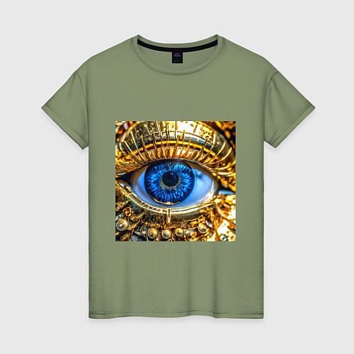Женская футболка Глаз металлический голубой в стиле стимпанк / Авокадо – фото 1