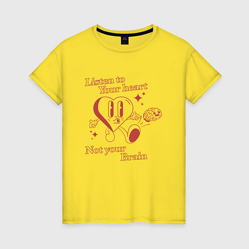 Женская футболка Слушай свое сердце / Желтый – фото 1