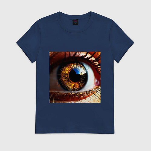 Женская футболка Золотой карий глаз в стиле стимпанк / Тёмно-синий – фото 1