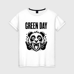 Футболка хлопковая женская Green Day - rock panda, цвет: белый
