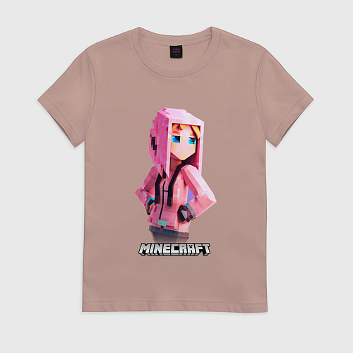 Женская футболка Minecraft персонаж девушки в костюме / Пыльно-розовый – фото 1