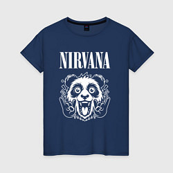 Футболка хлопковая женская Nirvana rock panda, цвет: тёмно-синий