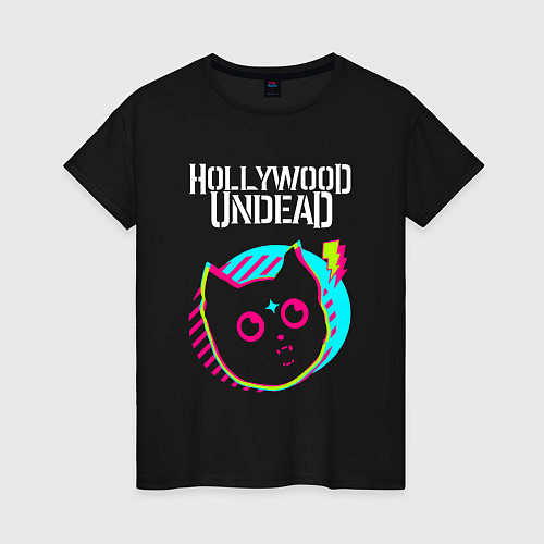 Женская футболка Hollywood Undead rock star cat / Черный – фото 1