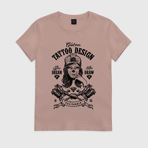 Женская футболка Custom tattoo saloon / Пыльно-розовый – фото 1