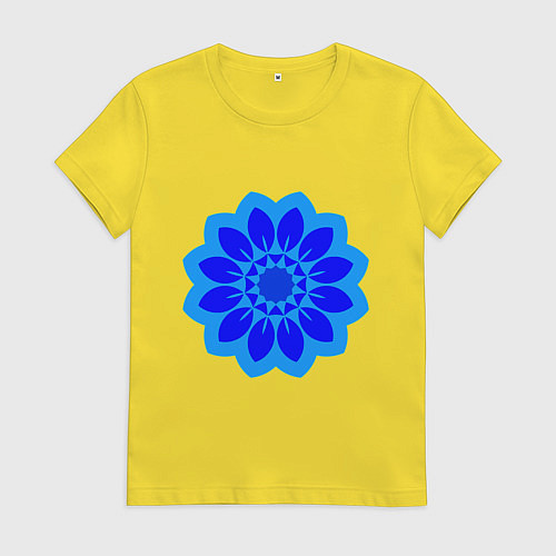 Женская футболка Мандала - голубой цветок / Желтый – фото 1