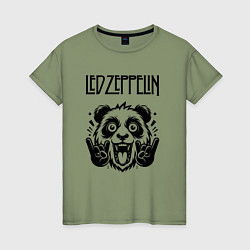 Футболка хлопковая женская Led Zeppelin - rock panda, цвет: авокадо