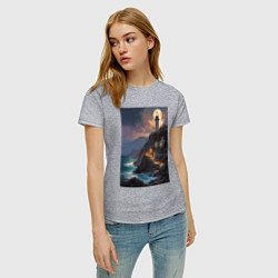 Футболка хлопковая женская Маяк у обрыва, цвет: меланж — фото 2