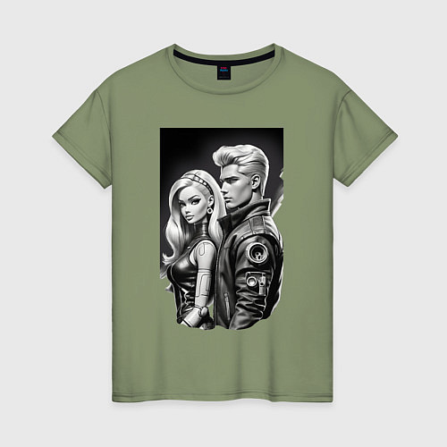 Женская футболка Барби и Кен - киберпанк эскиз / Авокадо – фото 1