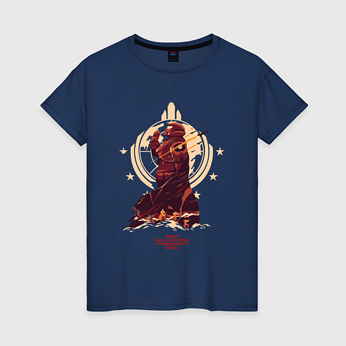 Женская футболка Адские десантники с супер земли Helldivers / Тёмно-синий – фото 1
