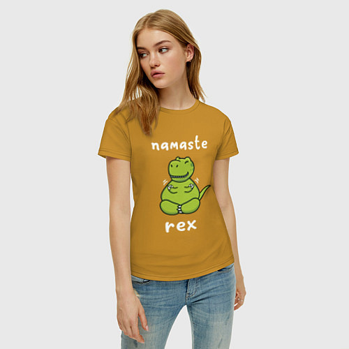 Женская футболка Namaste Rex / Горчичный – фото 3