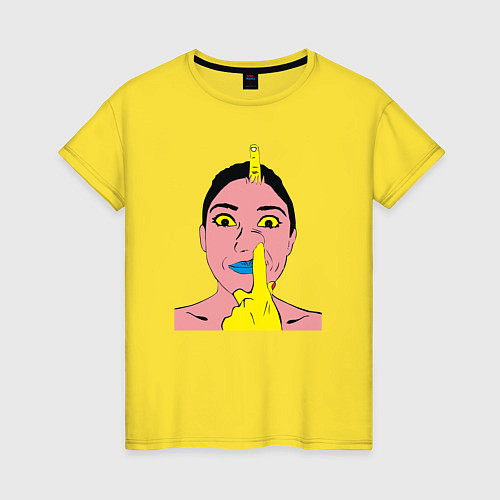 Женская футболка Палец в носу / Желтый – фото 1