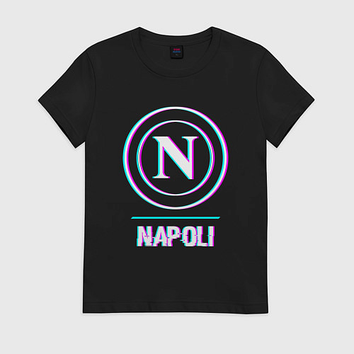 Женская футболка Napoli FC в стиле glitch / Черный – фото 1