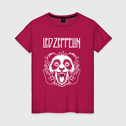 Футболка хлопковая женская Led Zeppelin rock panda, цвет: маджента