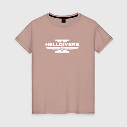 Футболка хлопковая женская Helldivers 2 - white, цвет: пыльно-розовый