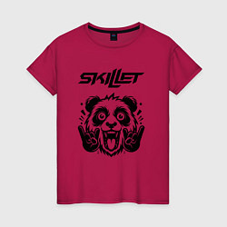 Футболка хлопковая женская Skillet - rock panda, цвет: маджента
