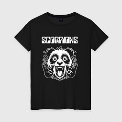 Футболка хлопковая женская Scorpions rock panda, цвет: черный