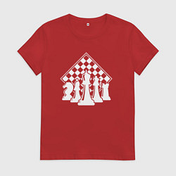 Футболка хлопковая женская Фигуры шахмат, цвет: красный