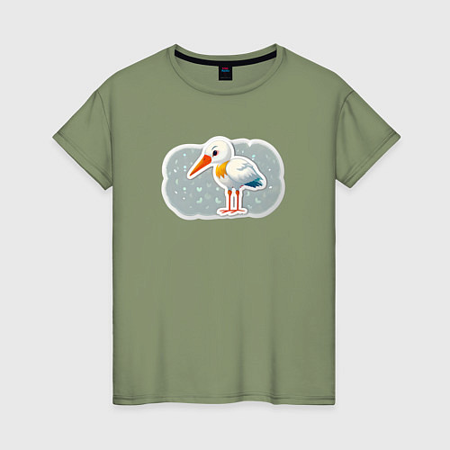Женская футболка Птенец черно белого аиста / Авокадо – фото 1