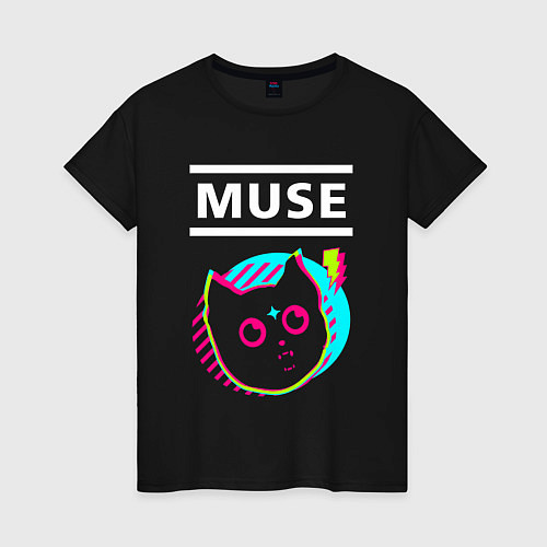 Женская футболка Muse rock star cat / Черный – фото 1