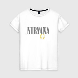 Футболка хлопковая женская Nirvana logo smile, цвет: белый