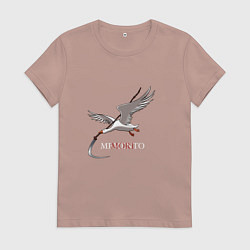 Футболка хлопковая женская Гусь с косой летит, цвет: пыльно-розовый