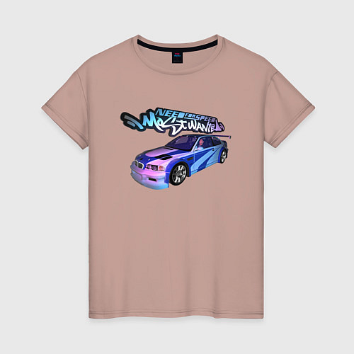 Женская футболка NFS Most Wanted neon bmw / Пыльно-розовый – фото 1