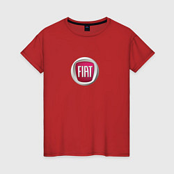 Футболка хлопковая женская FIAT sport auto logo, цвет: красный