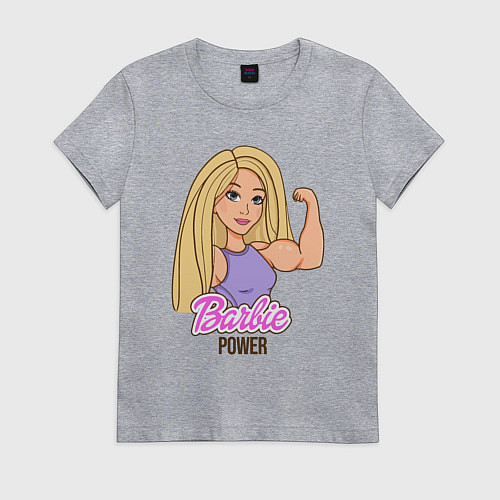 Женская футболка Barbie power / Меланж – фото 1