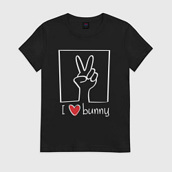 Футболка хлопковая женская I love bunny, цвет: черный