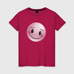 Футболка хлопковая женская Розовый смайлик, цвет: маджента