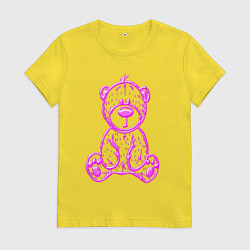 Футболка хлопковая женская Игрушка - мишка, цвет: желтый