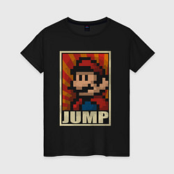 Футболка хлопковая женская Jump Mario, цвет: черный