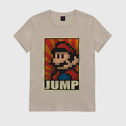 Футболка хлопковая женская Jump Mario, цвет: миндальный