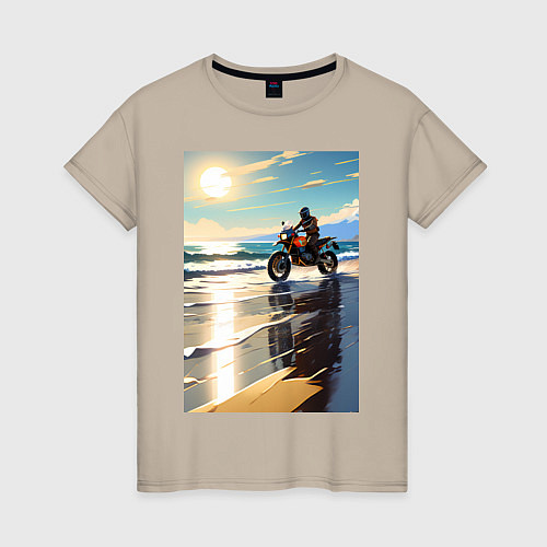 Женская футболка On the beach / Миндальный – фото 1