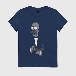 Футболка хлопковая женская Homer godfather, цвет: тёмно-синий