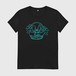 Футболка хлопковая женская Пасхальный кролик - принцесса, цвет: черный