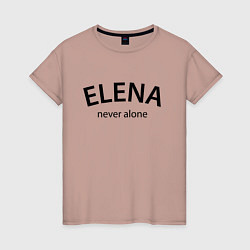 Футболка хлопковая женская Elena never alone - motto, цвет: пыльно-розовый