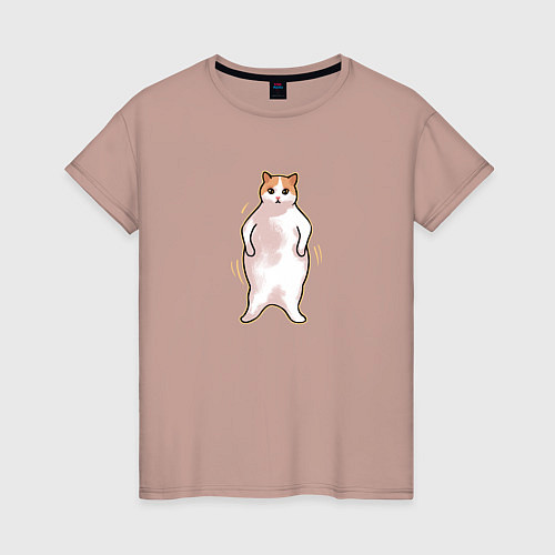 Женская футболка Толстый кот танцует / Пыльно-розовый – фото 1