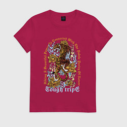 Футболка хлопковая женская Eough tripe, цвет: маджента