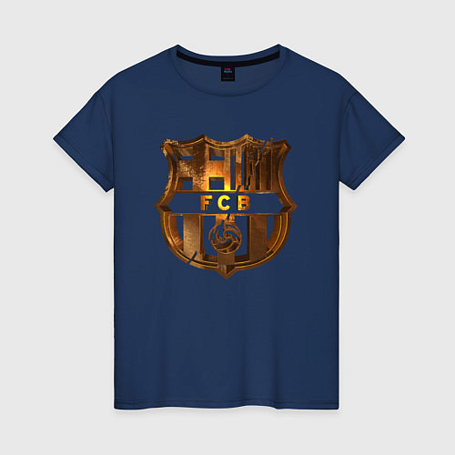 Женская футболка Фк Барселона 3D gold / Тёмно-синий – фото 1
